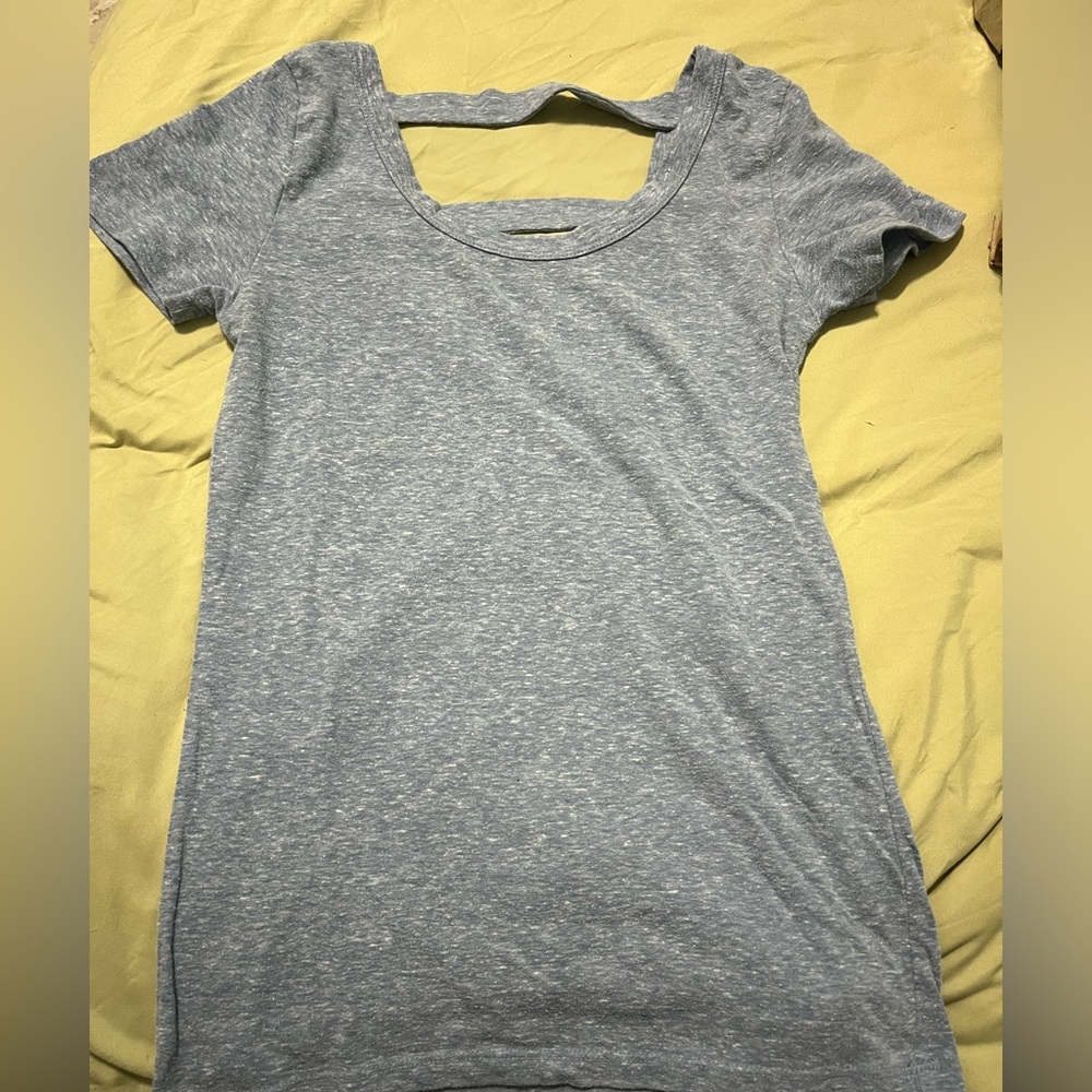 BlueLemon Gray Puff Sleeve Cut Out T-Shirt